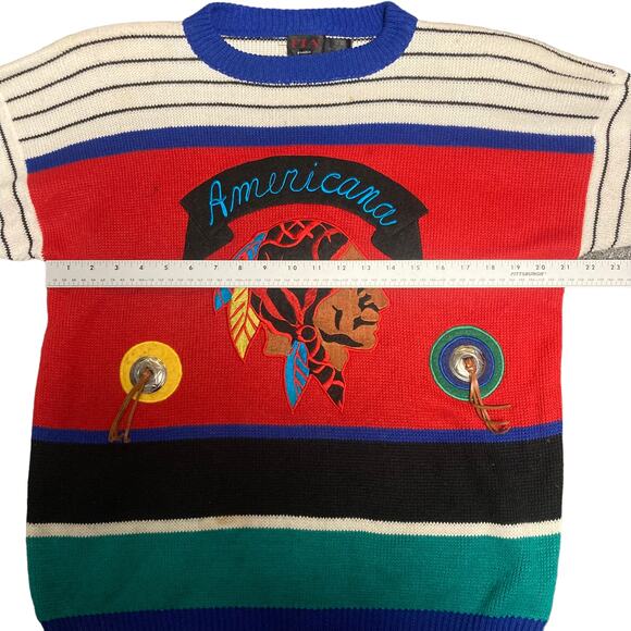 Vintage FIA Italia Americana Native American Sweater Size Small - Picture 9 of 11